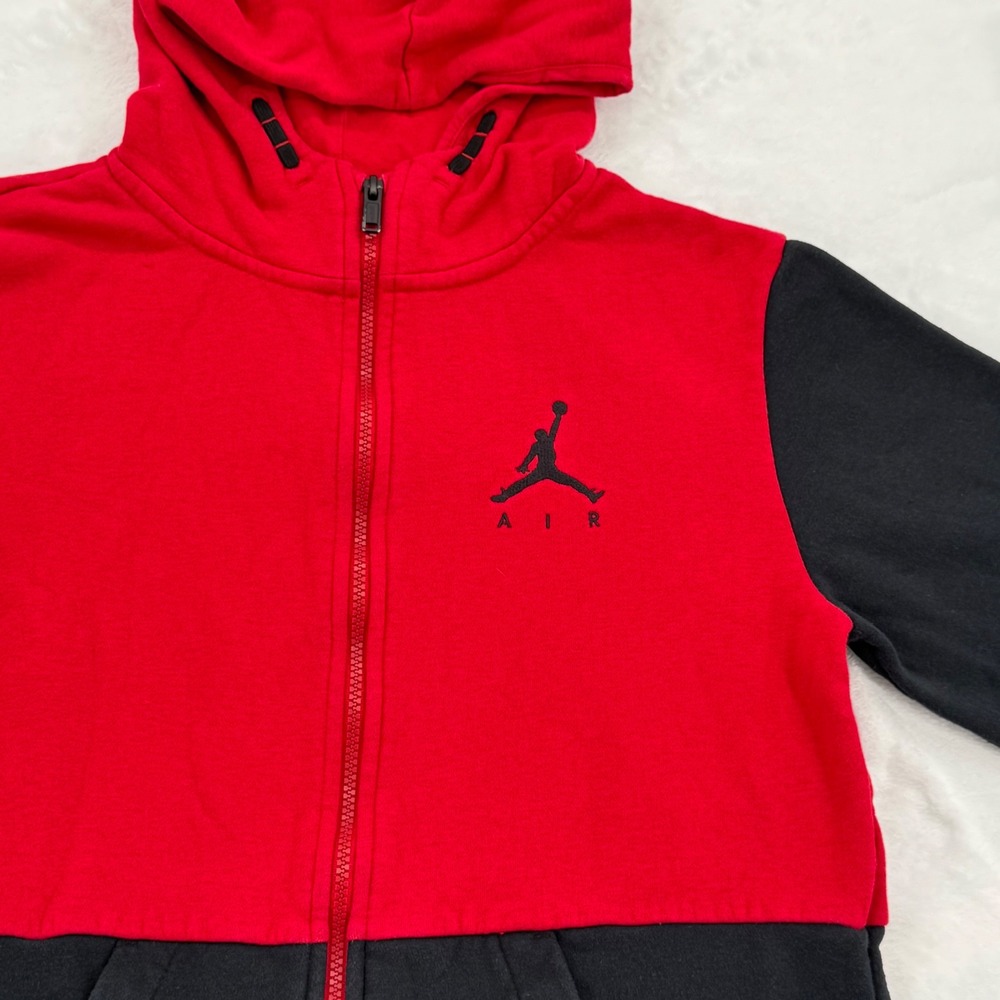 Jordan Kids Jumpman Air Full-Zip Fleece Hoodie Red Black XL Youth 13-15 Yrs Nike - Picture 2 of 6